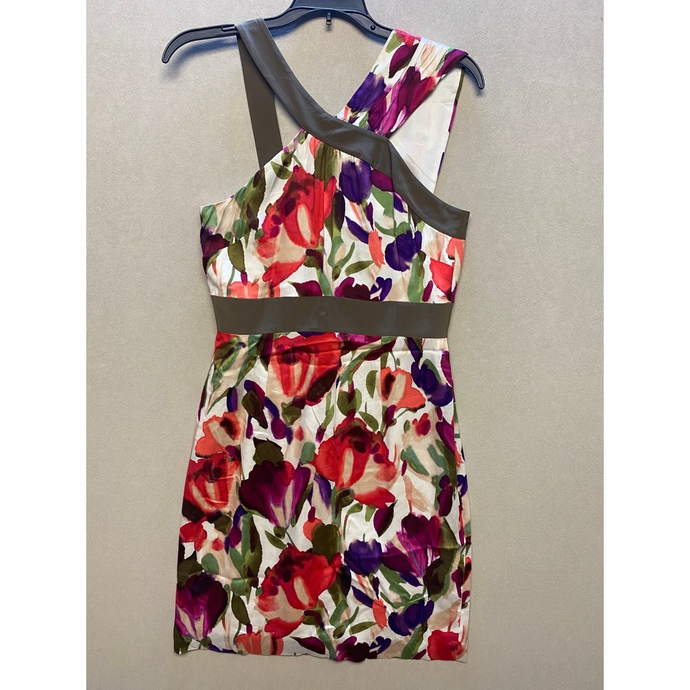 Antonio Melani Floral One Shoulder Sheath Dress Multicolor Size 4 Back Zip